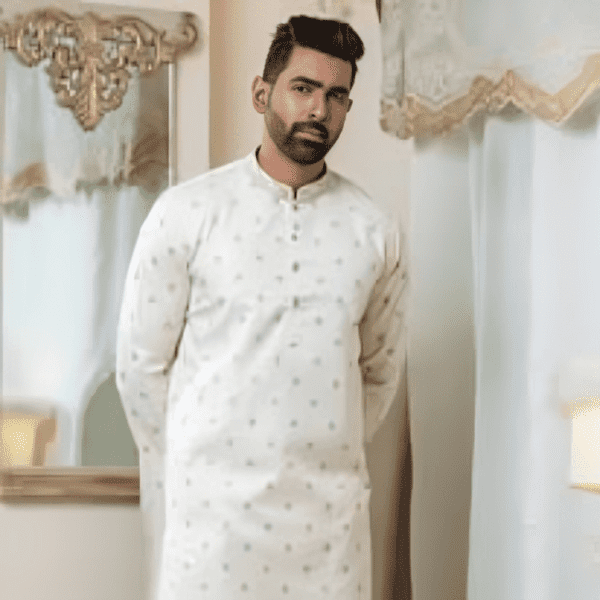 Off-White Erri Embroidered Cotton Panjabi