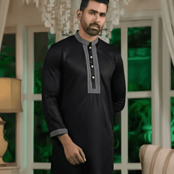 Black Stylish Cotton Panjabi