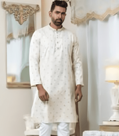 White Luxury Cotton Panjabi