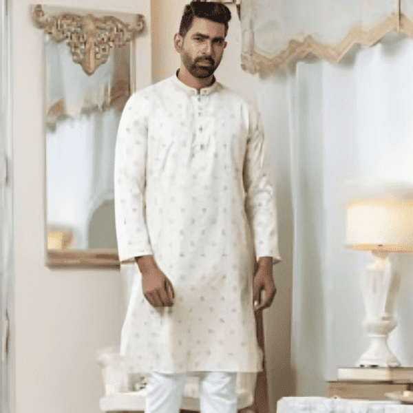 White Luxury Cotton Panjabi