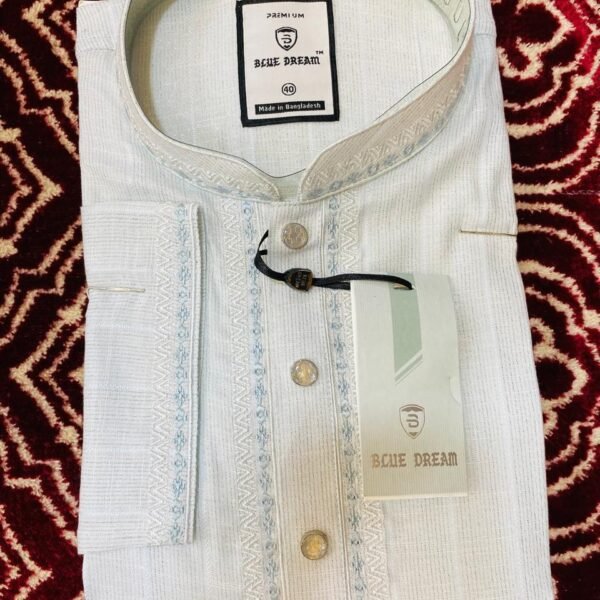 White Textured Cotton Panjabi