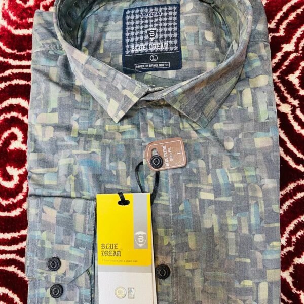 White with Yellow and Gray Abstract Print