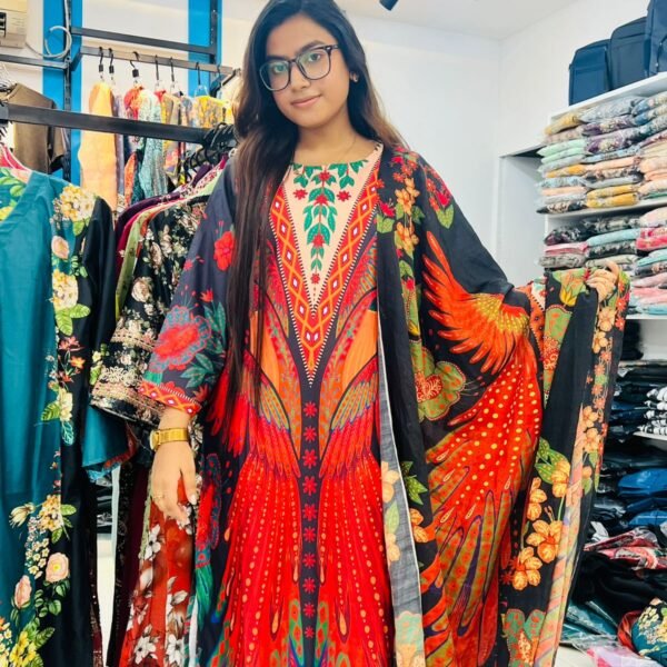 ফ্যাশনেবল দুবাই সিল্ক থ্রি-পিস(CODE-103)