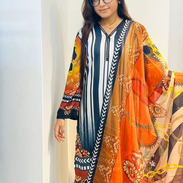 ফ্যাশনেবল দুবাই সিল্ক থ্রি-পিস(CODE-105)