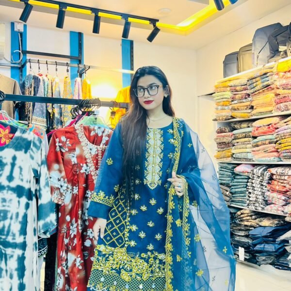 প্রিমিয়াম  জর্জেটের ,অর্গানজা পাকিস্তানি ইন্সপায়ার থ্রি-পিস (CODE-302)